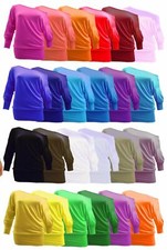 NEW WOMENS BATWING BAGGY TOP JERSEY LADIES LONG SLEEVE ON OR OFF SHOULDER TOP