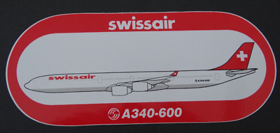 Werbe-Aufkleber swissair Airbus Industrie A340-600 Airline Schweiz 00er Jahre