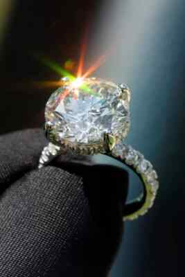 5.00 CT Round Cut Moissanite Solitaire Engagement Rings 14K White Gold Plated
