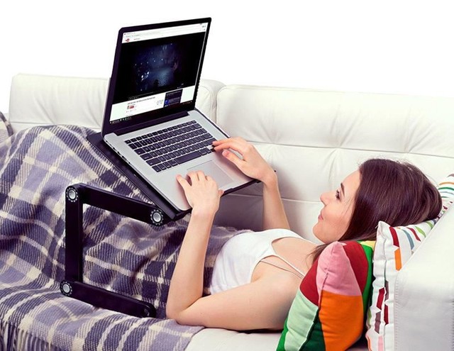 Adjustable Height Ergonomic Laptop Cooling Lap Desk Stand Riser
