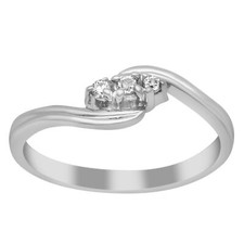 Three Stone Round White Zircon 925 Sterling Silver Stackable Tiny Ring For Women