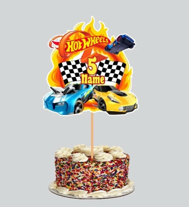 PERSONALISED NAME HOT WHEELS Cake Topper /Cake Decoration Party Non- edible