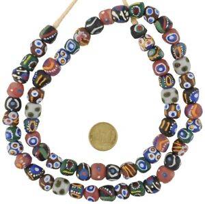 Handmade powder glass recycled beads Krobo ethnic tribal necklace African trade