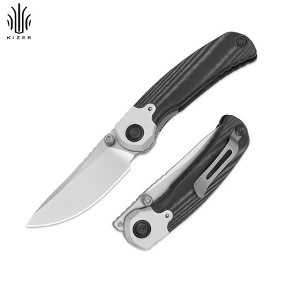 Kizer PIONEE Drop Point Folding Knife Nitro-V Blade Aluminum & Micarta Handle