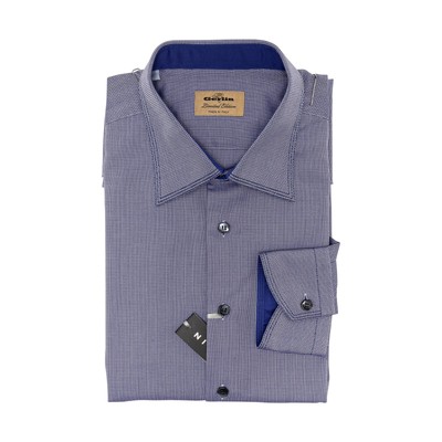 690$ LUXURY GERLIN Shirt Blue Indigo Jacquard Cotton 16 - 41 5B BIJAN