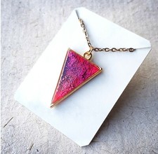Colourful Resin Pendant Necklace | Alcohol Ink | Triangle Gold Jewellery