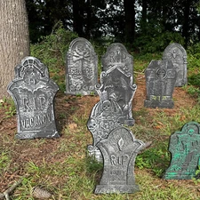  Halloween Decoration RIP Foam Tombstones Graveyard Headstone with Plastic Stake