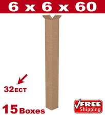 15 - 6x6x60 Cardboard Boxes Mailing Packing Shipping Box 32ECT Corrugated Carton