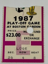1987 Boston Celtics Ticket Top Bucks 129-124 E C GM 1 Bird 26 PT/Parish/McHale🏀