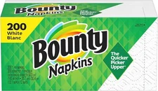 Bounty Paper Napkins, White, 1 Pack, 200 Sheets per Pack
