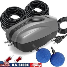 Pond Air Pump 4W Ultra Quiet Aerator W/ Airline Tubing Air Stones Filters New