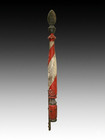 ORIGINAL ANTIQUE 1800'S ORNATE WOODEN BARBER POLE TRADE SIGN RED WHITE BLUE — photo 1