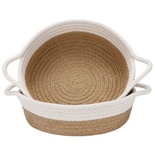 2-Pack Cotton Rope Baskets, 10 x 3 Inches Small Woven Storage Basket, Fabric ...