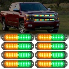 Nilight 8Pcs Amber Green LED Strobe Lights Super Bright Emergency Warning Lights