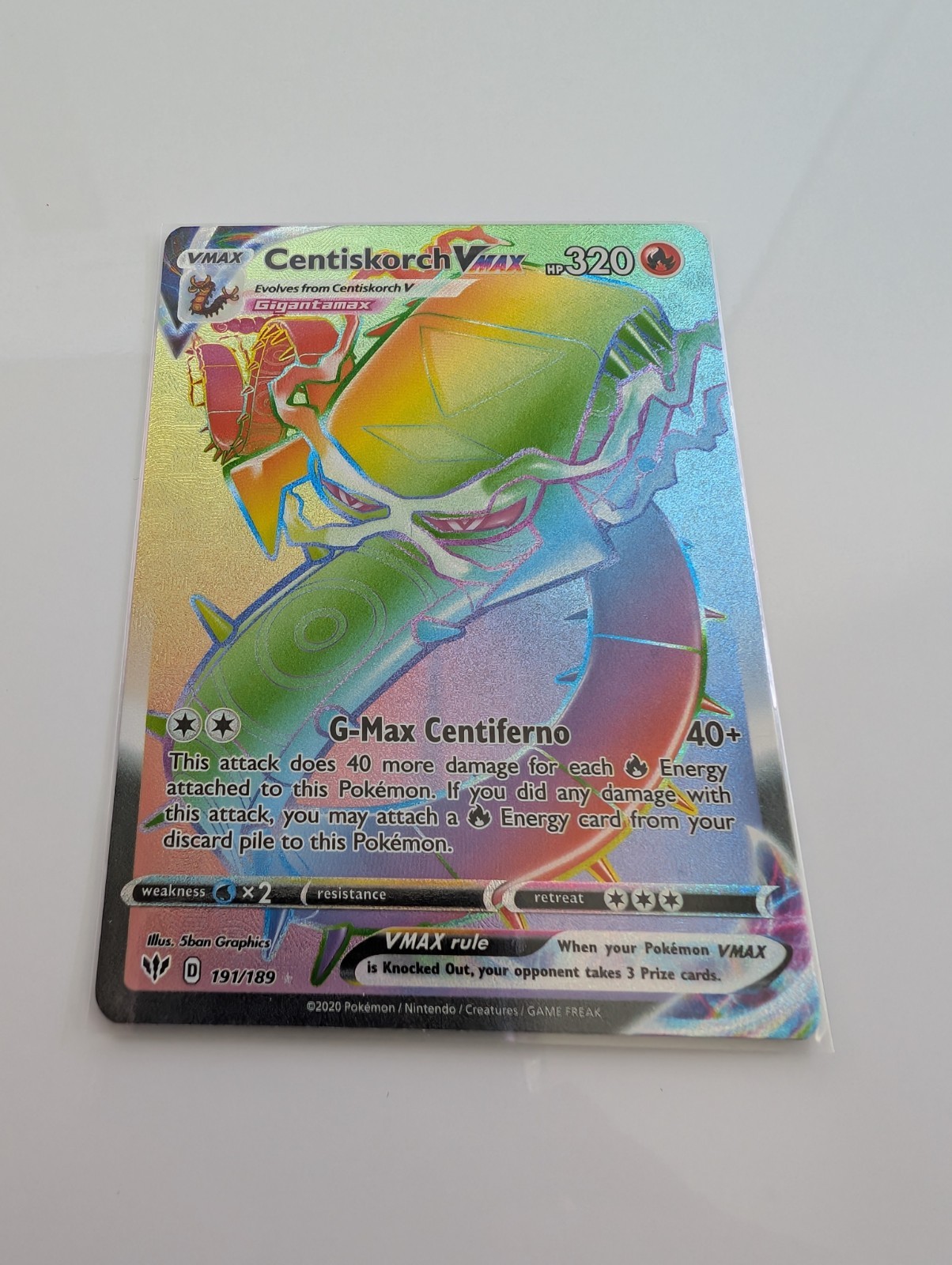 Centiskorch VMAX (Secret) 191/189 Swsh03: Darkness Ablaze Holo
