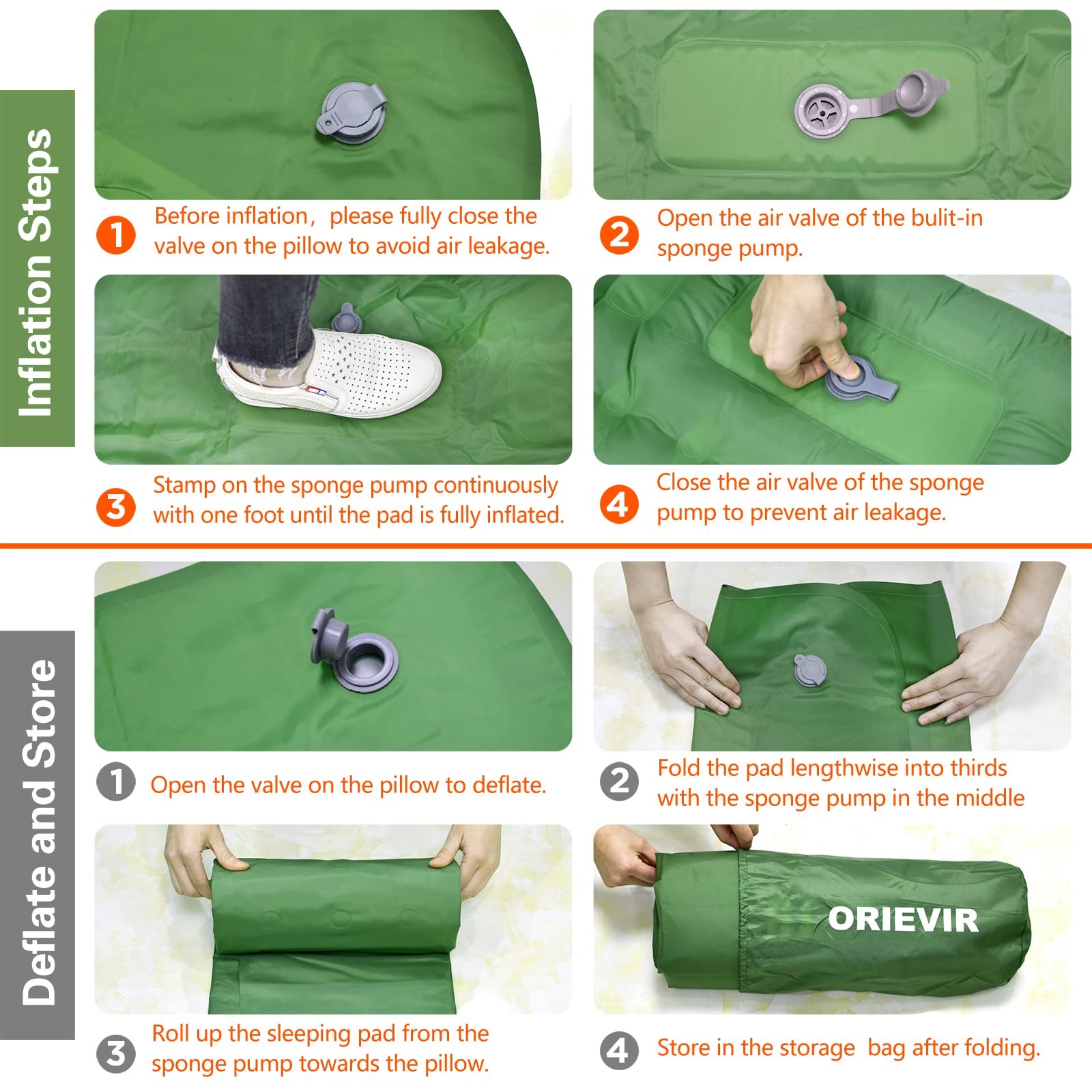 Camping Sleeping Pad, Self Inflating Air Mattress Extra Thickness 4.7 Inch Si...