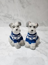 Vintage Scottie Dog Blue & White Ceramic Salt and Pepper Shakers