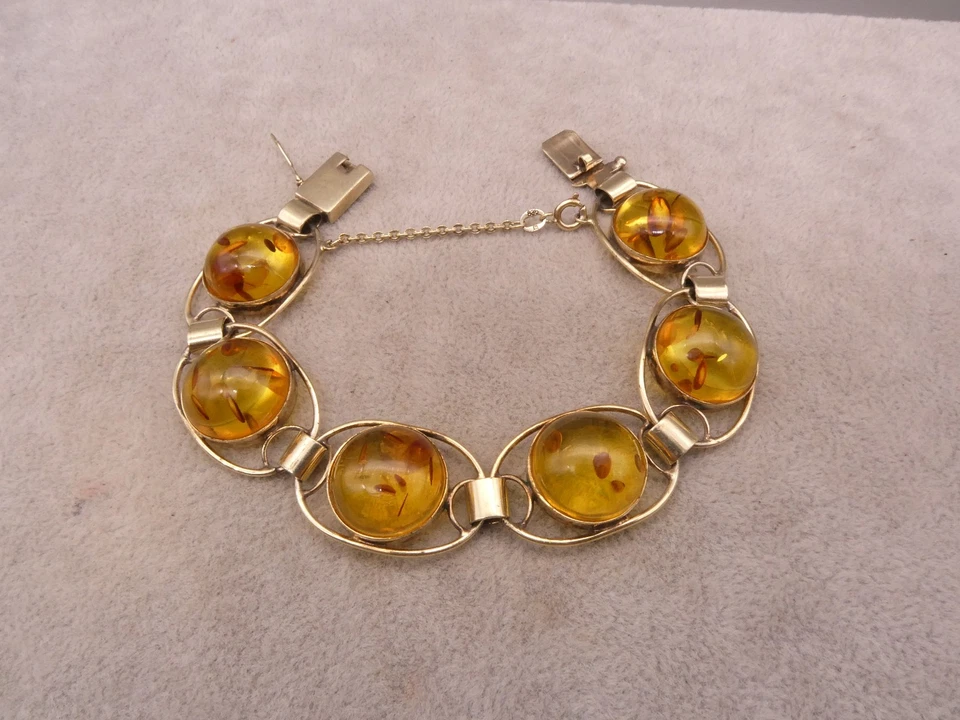 Armband Silber 935 prachtvolles wunderbares Designerkunstwerk mit Bernstein - Bild 2 von 4