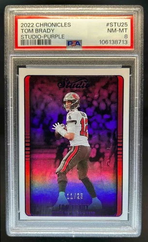 2022 Chronicles Tom Brady Studio Purple #/25 Buccaneers PSA 8