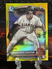 2025 Bowman Chrome Prospects Yellow Refractor Jakob Christian 1ST ROOKIE /75