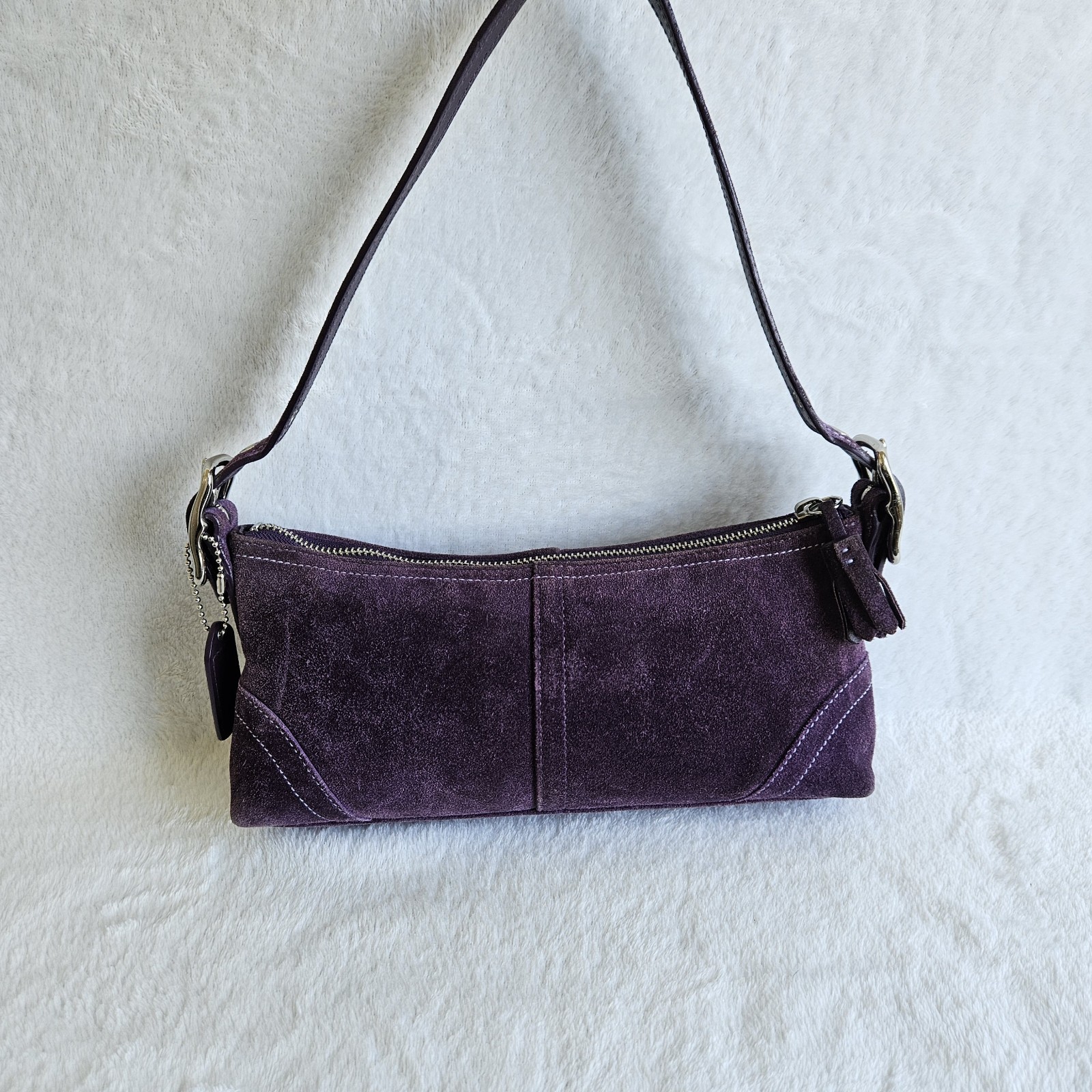 VINTAGE COACH Y2K PURPLE SUEDE 8A73 BAGUETTE PURSE - Gem