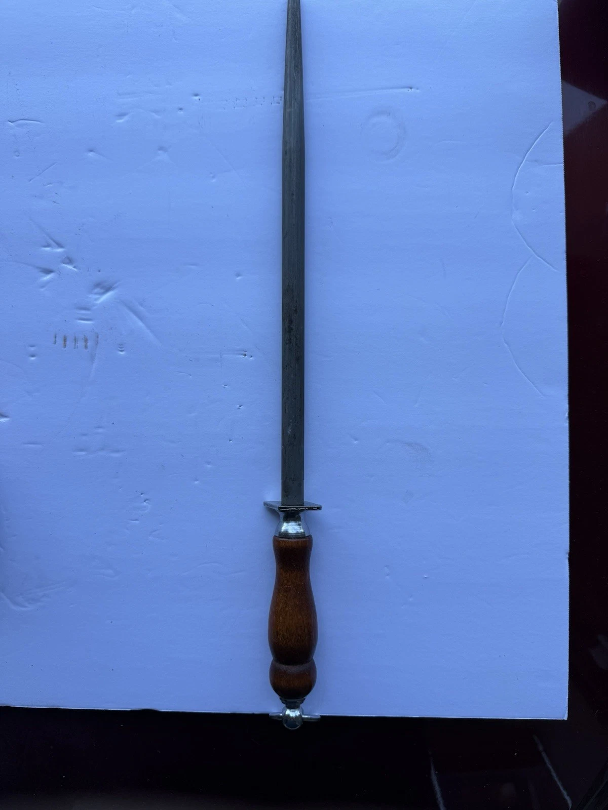 Vtg Dexter Russell Knife Honing Steel XL 14" Sharpener Wood Handle 20” Long