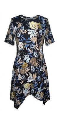 Artsy Boho LOGO Lori Goldstein Dress Coastal Grandma Floral Tunic Pockets Sz MP