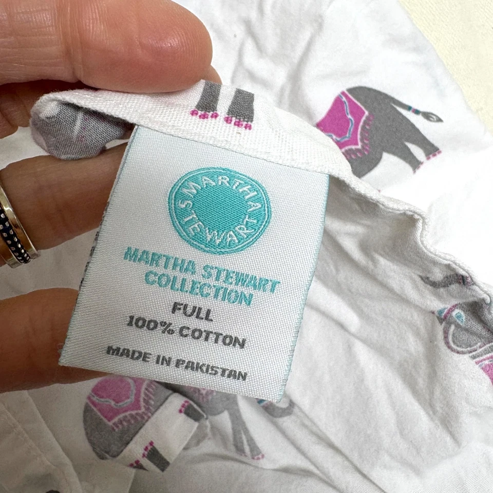 Sábana MARTHA STEWART Trunk Show elefantes uno plano 80x96 completo 100% algodón animal Foto 2 de 4