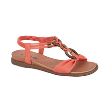 Ladies Flat Beaded Cushioned Elasticated Strap Lightweight Sandals by Jo & Joe