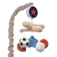 Lambs  Ivy Baby Sports Musical Crib Mobile Gray Soother