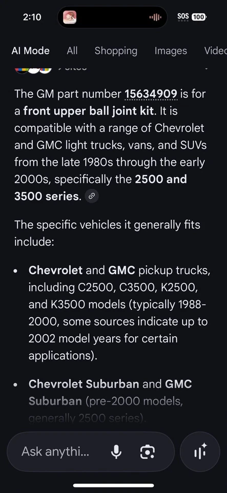 Новый комплект шаровых шарниров GM 15634909 SQUAREBODY 1988-2002 GMC TRUCKS 95-00 Tahoe от оригинального производителя - Изображение 3 из 4