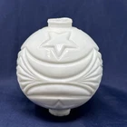 Antique Moons & Stars Pattern Embossed White Milk Glass Lightning Rod Ball