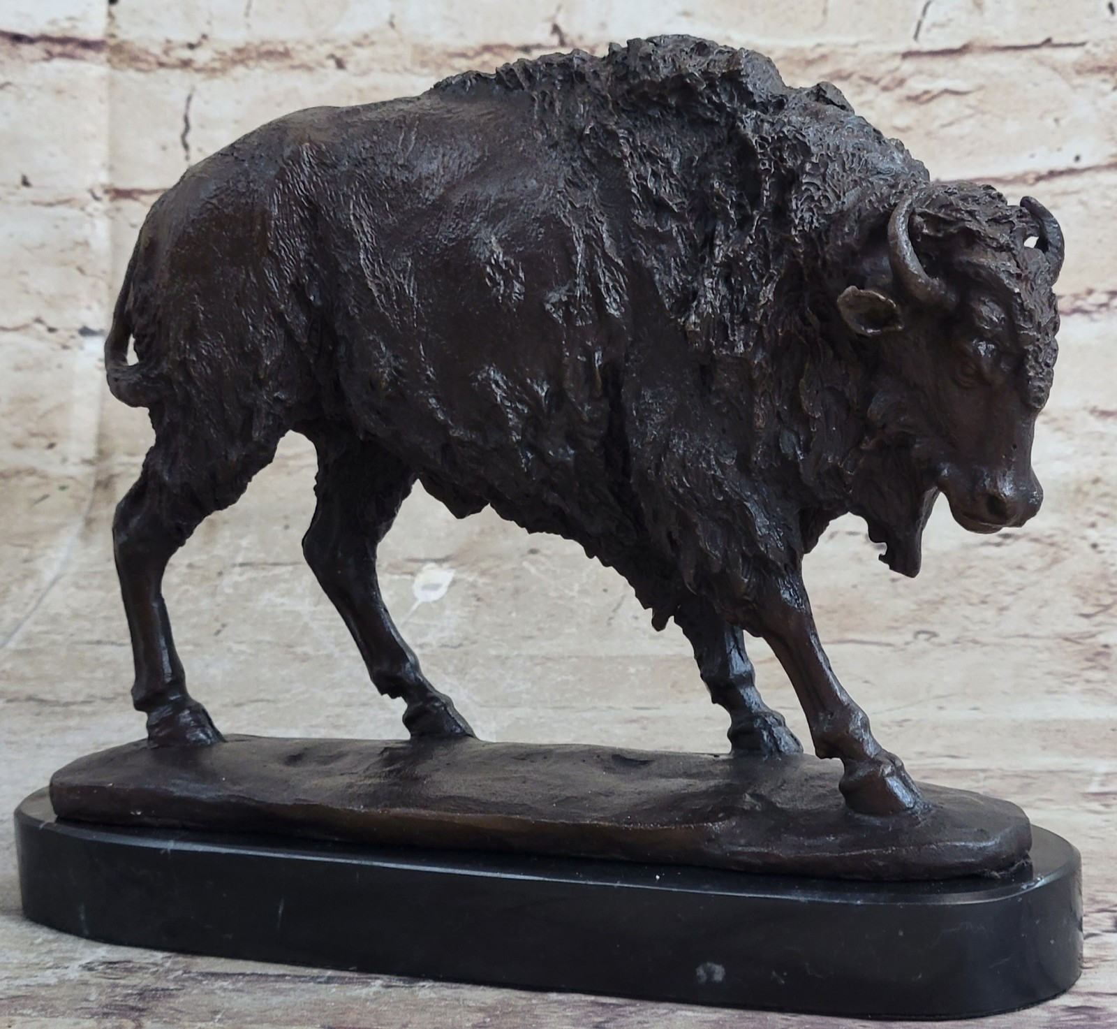 FRENCH BRONZE OF A BISON BUFFALO TROPHY ART DECO FIGURINE SCULPTURE FIGURE