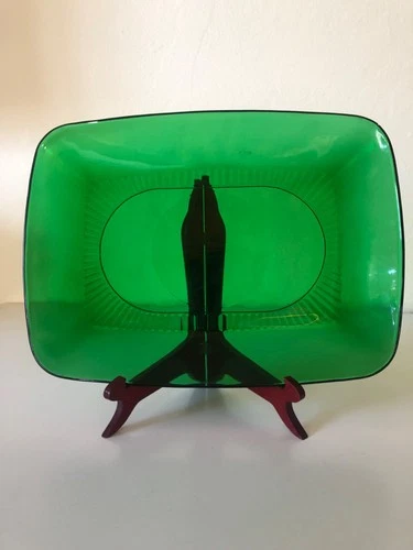 Anchor Hocking Fire King Charm Forest Green 11”x8” Glass Oval Platter