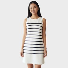 Femestage Sheath Dress Womens 34 Stripe Sleeveless Workwear Party Office Chic