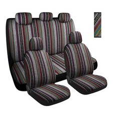 10 PCS Baja Saddle Blanket Car Seat Covers, Full Set Breathable Striped Woven...