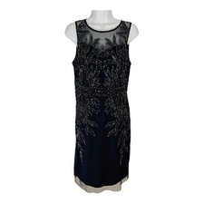 Adrianna Papell Women  s Navy Blue Beaded Evening Dress, Sz 8