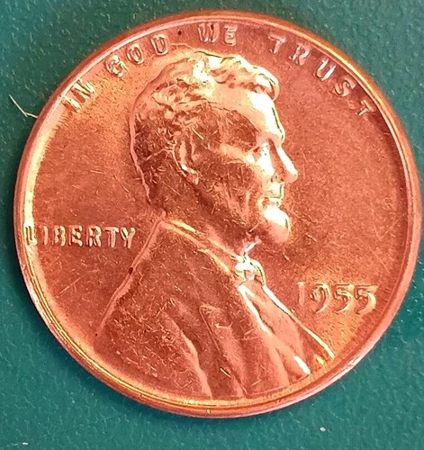 1955-P Lincoln Wheat Error Poor Mans Double Die brilliant Uncirculated See Pics