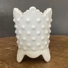 Vintage Milk Glass Hobnail Vase Toothpick Holder White Mini 3” Tall