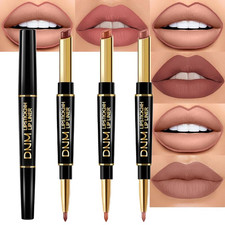 3Pcs Chestnut Nude Brown Matte Lip Liner and Lipstick Combo Set Kit for Women An