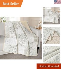 50" x 60" Bohemian Patchwork Cotton Throw Blanket - Lightweight Reversible