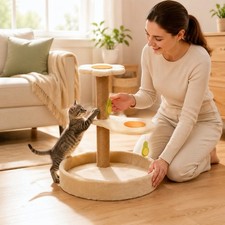 Mehrstufiger Katzenbaum weichflorig bedeckt H...