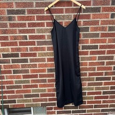 A New Day Black Silk Like Satin Spaghetti Strap Maxi Dress