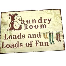LAUNDRY ROOM wall sign art 9.5x14 Vintage Look Rustic Metal Retro Hobby Lobby