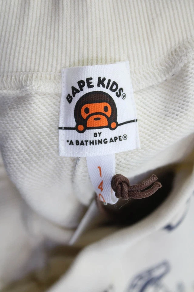 Pantalones Cortos para Sudar BAPE A Bathing Ape Niños Algodón Estampado Geométrico Crema Talla 7-9 Foto 4 de 4