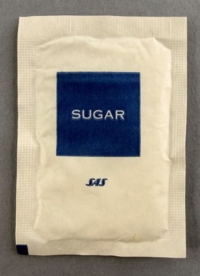 SAS Scandinavian Airlines Zuckerpaket Bord Catering Mahlzeit Tablett Artikel Beutel