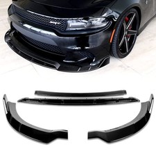 4pc Front Bumper Lip Spoiler Splitter for 2015-2023 Dodge Charger Painted Black