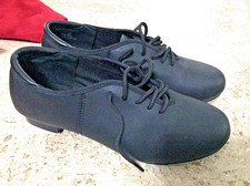 Kid's Girl's Sz 5 Tap Shoes Black Lace Up Dance Class Theater Nice 9.5" bottom