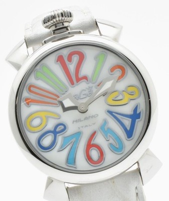 Vintage【NEAR MINT】Gaga Milano Manuare 40 Women s Watch White Leather  Japan