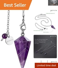 Natural Amethyst Pendulum Necklace for Chakra Healing & Divination - 20" Chain
